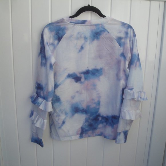 EXCLUSIVE Brand Women's Top Small Blue Soft Tie-Dye Terry Knit Festivals Summer - Picture 3 of 3